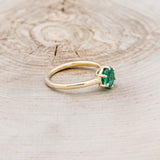 CLADDAGH BRIDAL SUITE - ROUND CUT LAB-GROWN EMERALD SOLITAIRE ENGAGEMENT RING WITH DIAMOND ACCENTS TRACER & CLADDAGH TRACER-18