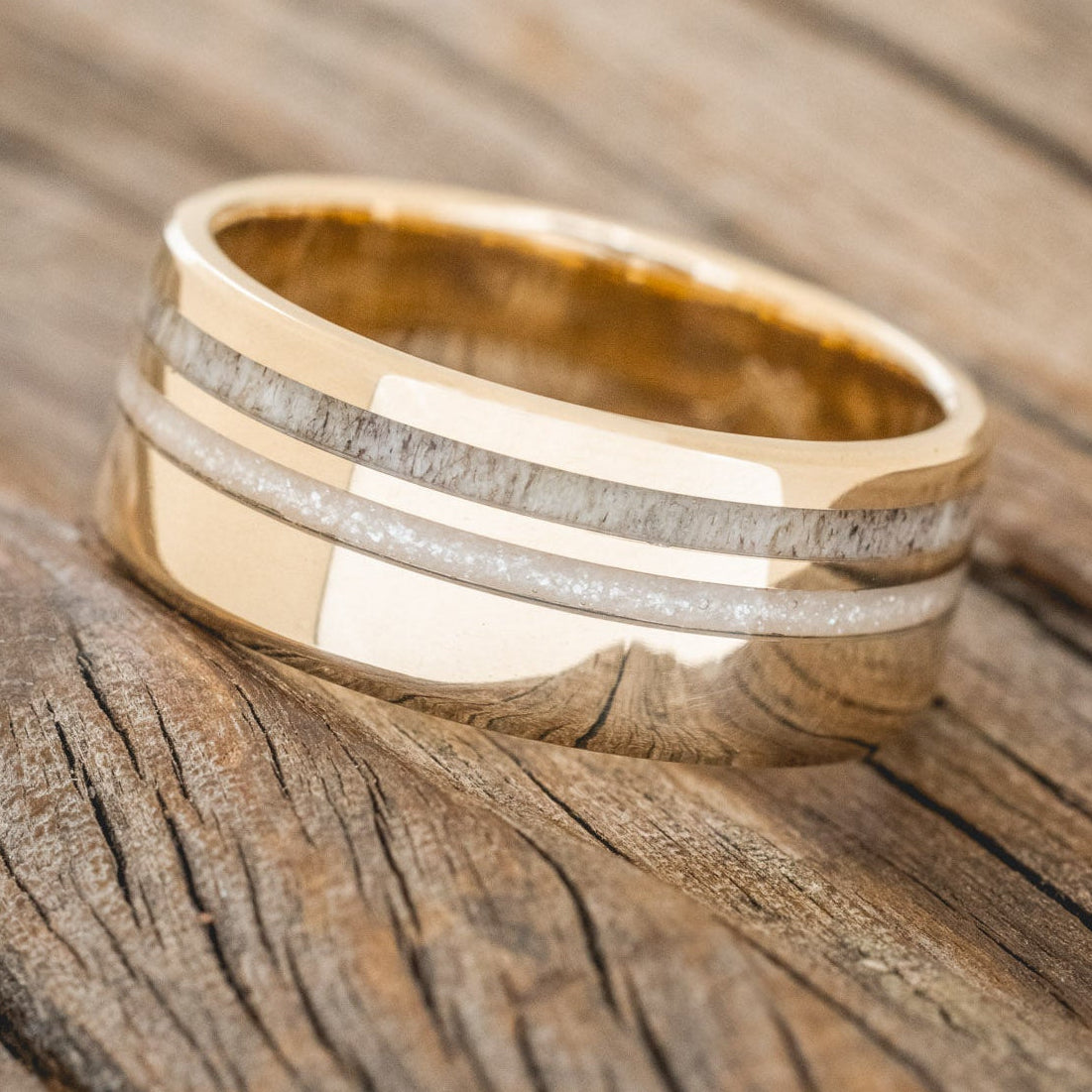 "COSMO" - DIAMOND DUST & ANTLER WEDDING BAND-8