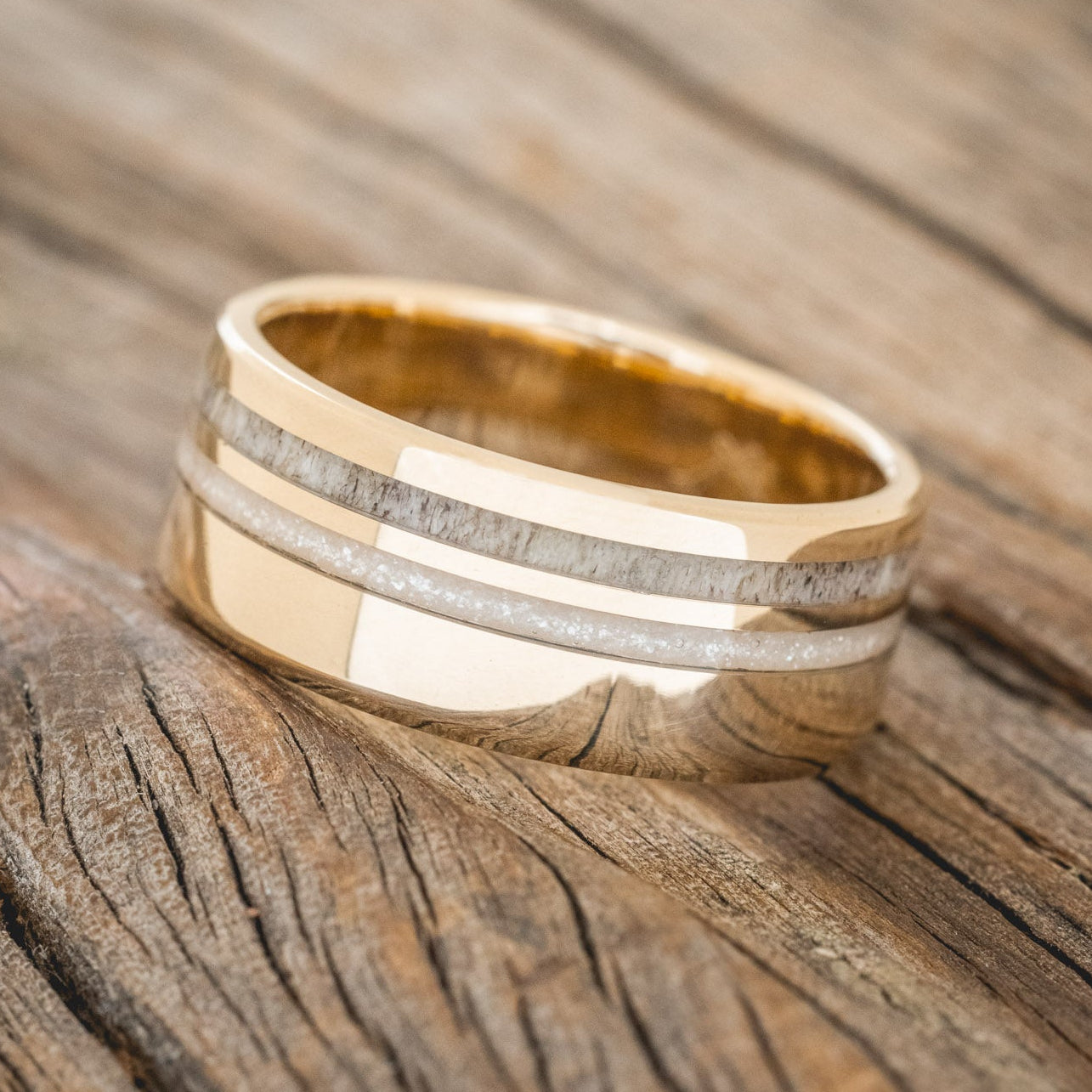 "COSMO" - DIAMOND DUST & ANTLER WEDDING BAND-8
