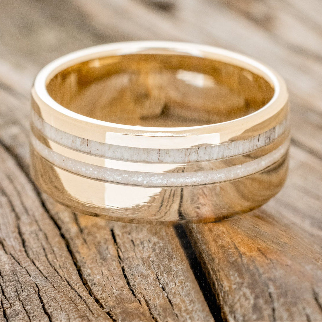 "COSMO" - DIAMOND DUST & ANTLER WEDDING BAND-9