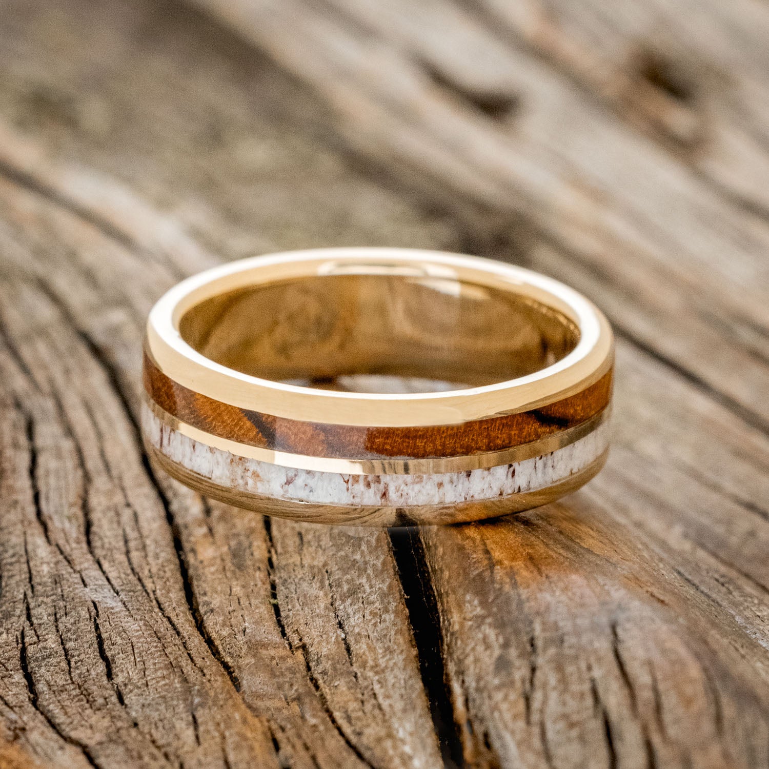 "DYAD" - IRONWOOD & ANTLER WEDDING BAND-6