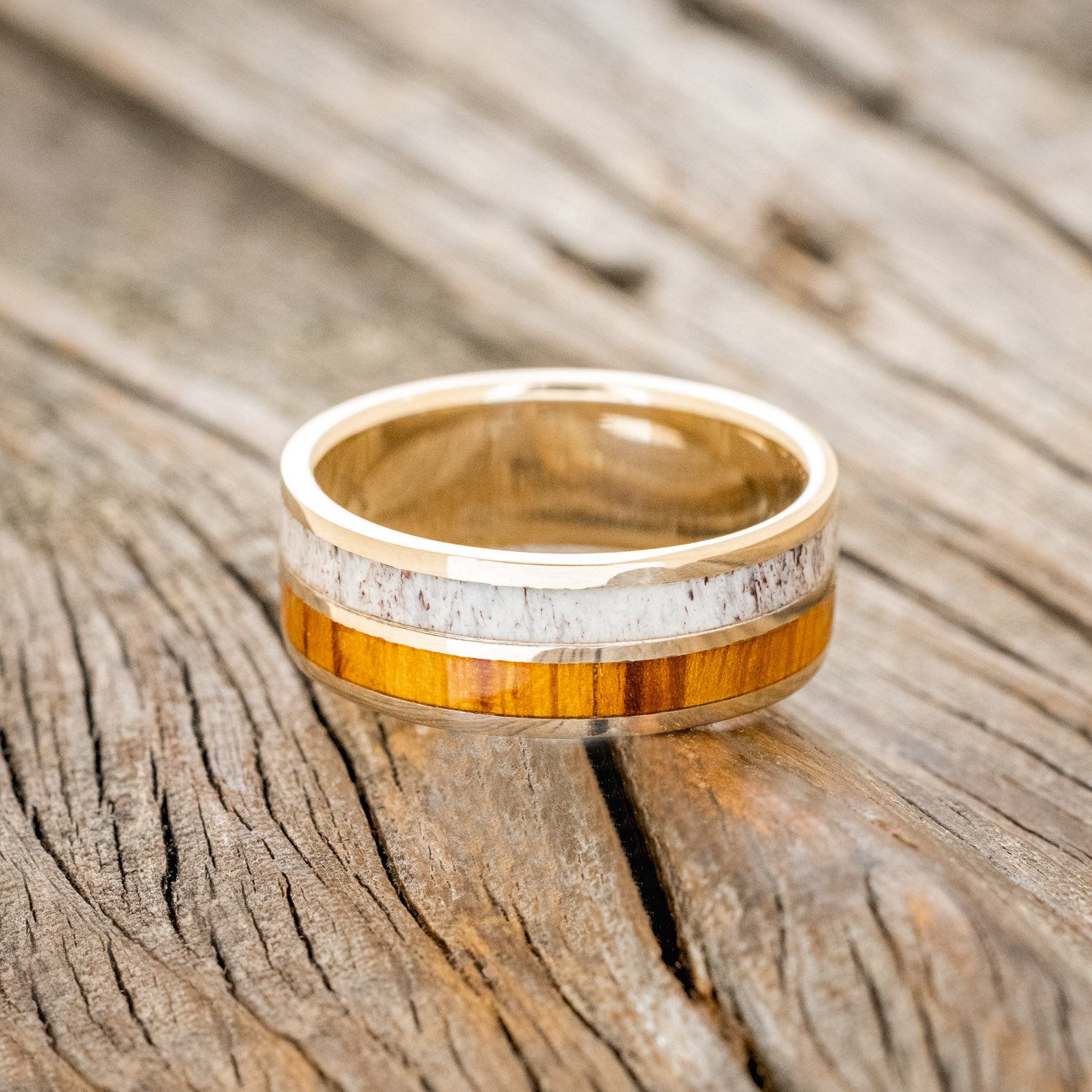 "DYAD" - IRONWOOD & ANTLER WEDDING BAND-9
