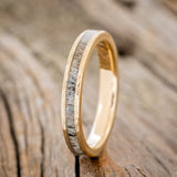 "VERTIGO" - MATCHING SET OF ELK ANTLER WEDDING BANDS WITH HAMMERED FINISH-2