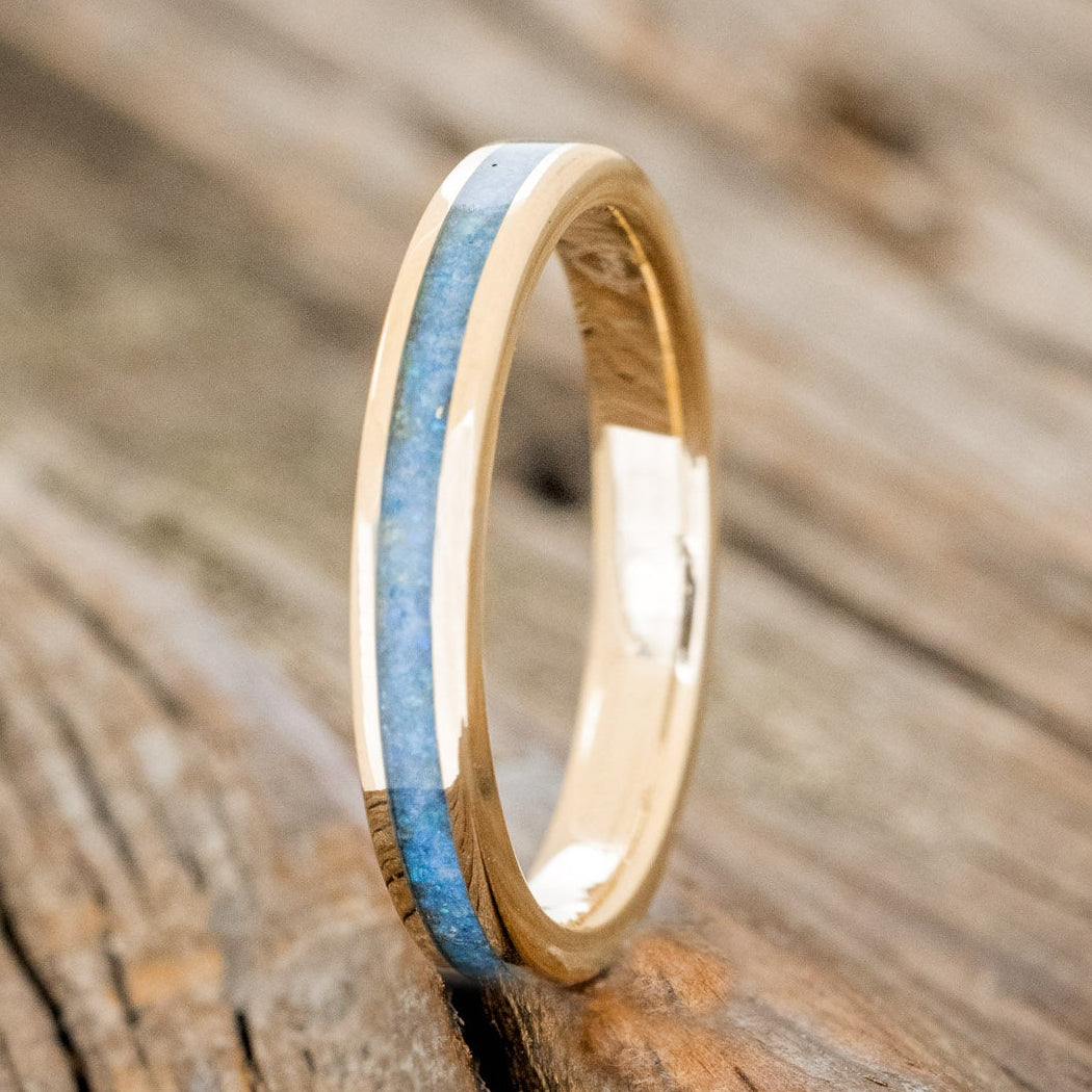 "ETERNA"- BLUE OPAL STACKING WEDDING BAND-7