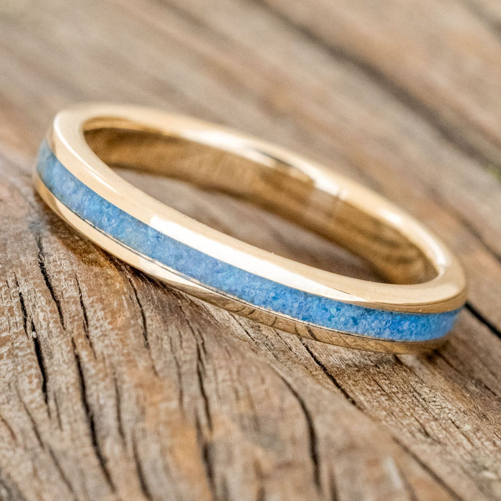 "ETERNA"- BLUE OPAL STACKING WEDDING BAND-8