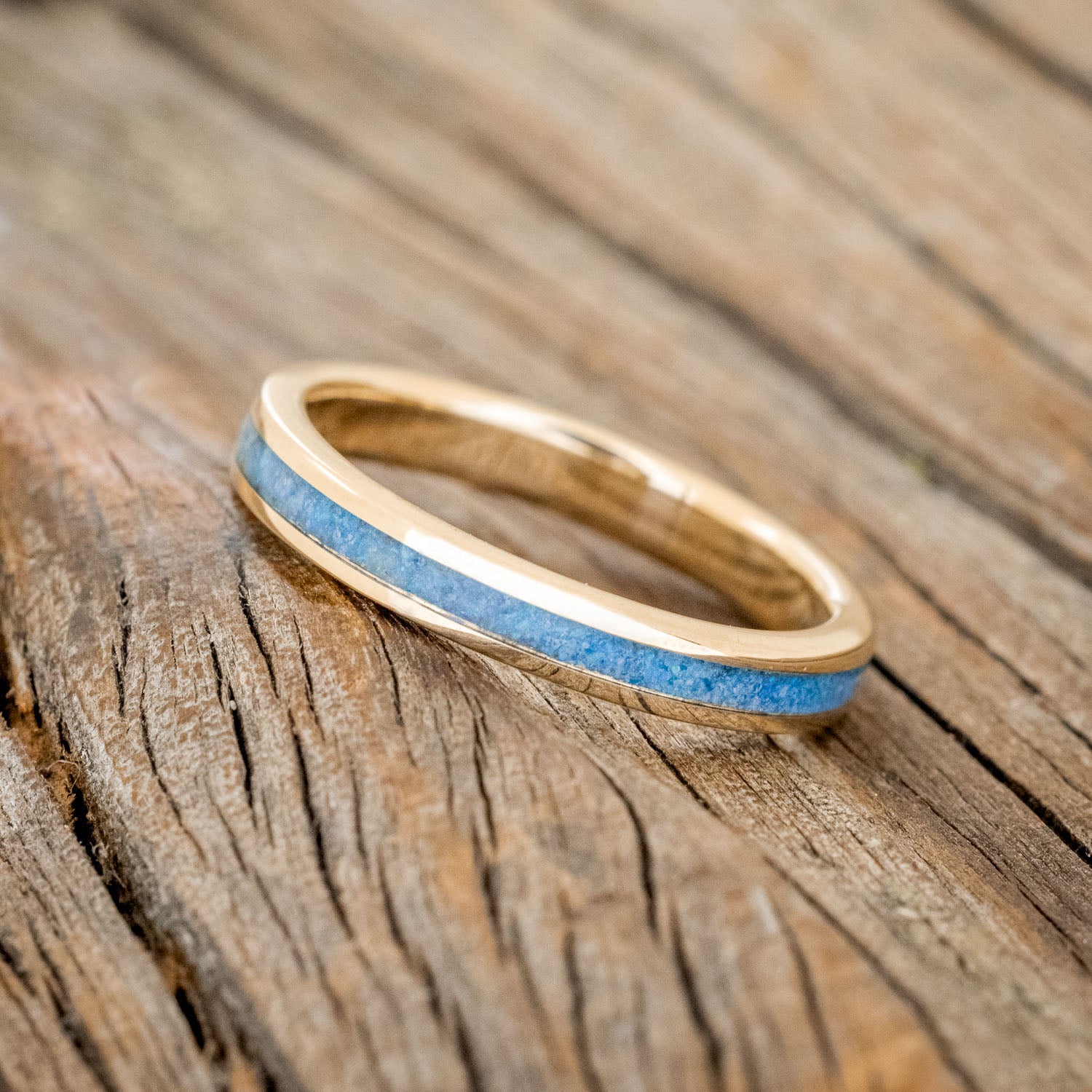 "ETERNA"- BLUE OPAL STACKING WEDDING BAND-8