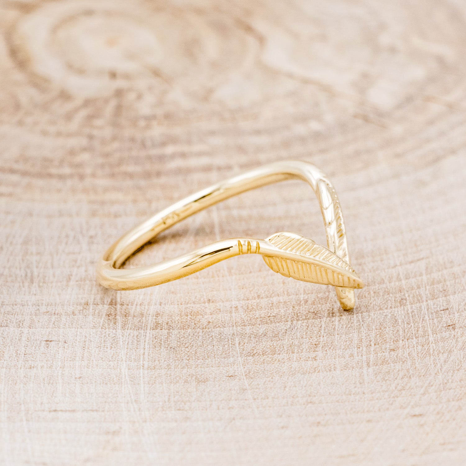 "FALA" - FEATHER ACCENTED TRACER WEDDING BAND-14