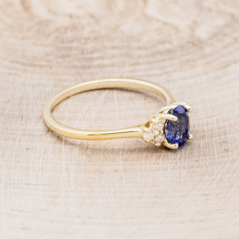 "GINA" - OVAL LAB-GROWN SAPPHIRE ENGAGEMENT RING WITH DIAMOND ACCENTS-7