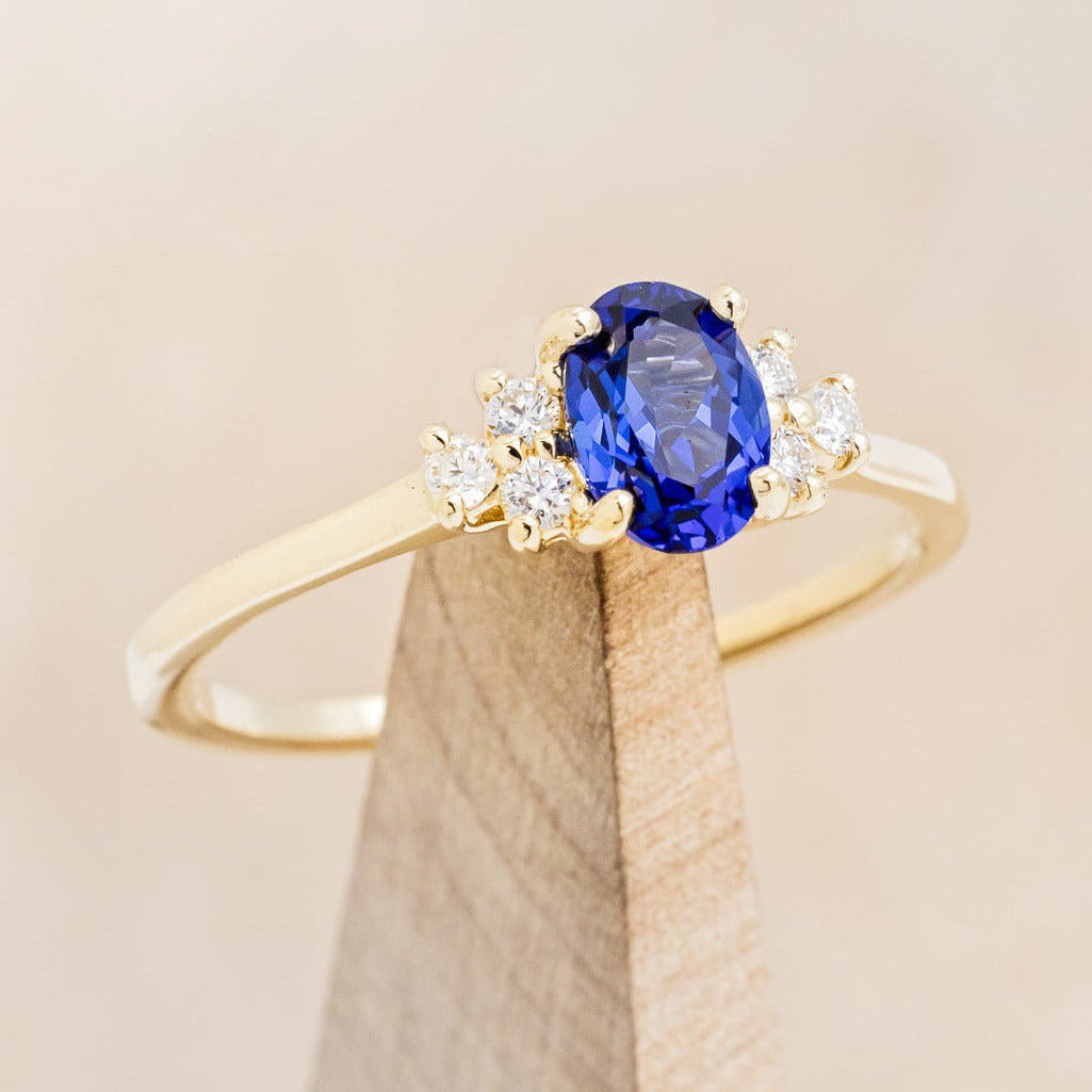 "GINA" - OVAL LAB-GROWN SAPPHIRE ENGAGEMENT RING WITH DIAMOND ACCENTS-6