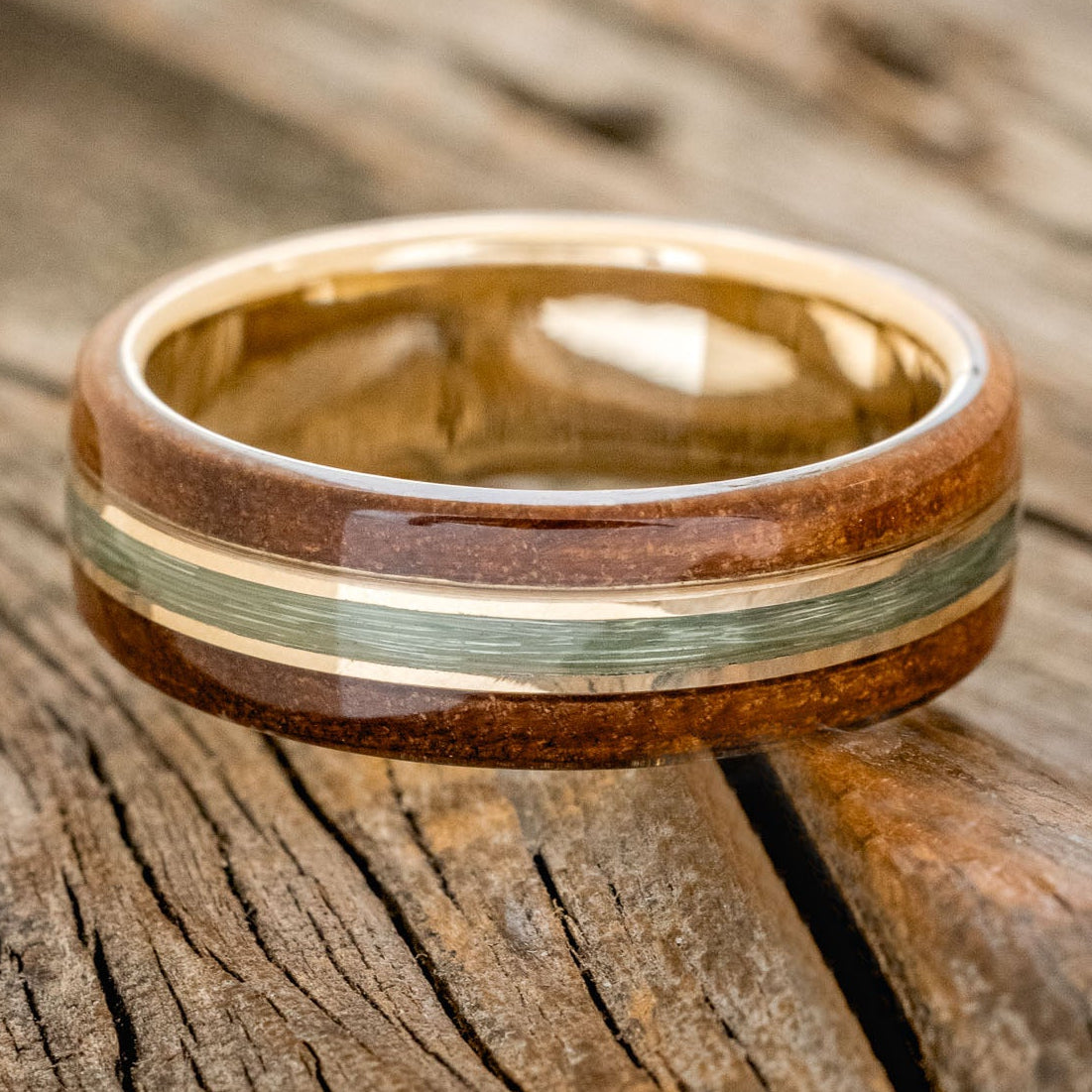 "GLEN" - KOA WOOD & FISHING LINE WEDDING RING-6