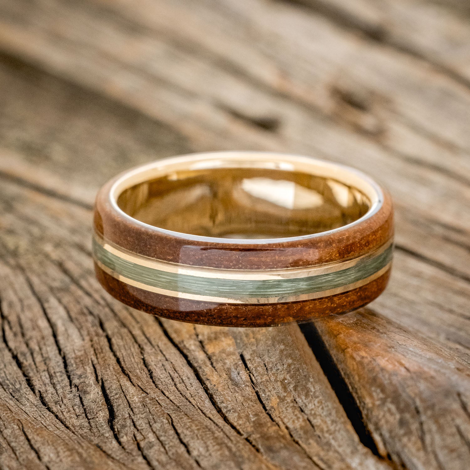 "GLEN" - KOA WOOD & FISHING LINE WEDDING RING-6