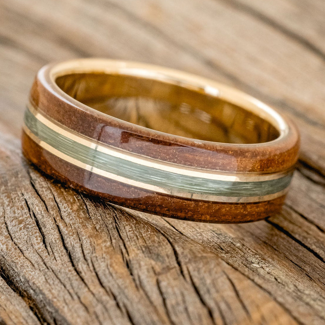 "GLEN" - KOA WOOD & FISHING LINE WEDDING RING-5