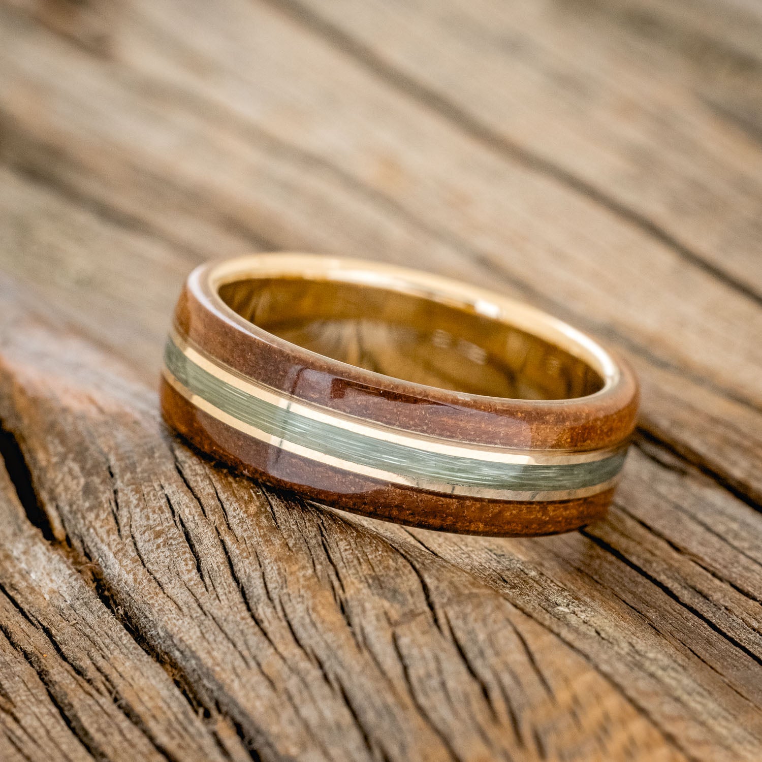 "GLEN" - KOA WOOD & FISHING LINE WEDDING RING-5