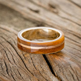 "GOLDEN" - IRONWOOD & 14K GOLD INLAY WEDDING RING-9