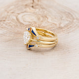 SOLITAIRE MOISSANITE ENGAGEMENT RING WITH ORANGE & BLUE OPAL INLAYS RING GUARD-3