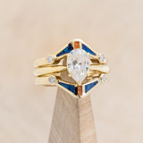 SOLITAIRE MOISSANITE ENGAGEMENT RING WITH ORANGE & BLUE OPAL INLAYS RING GUARD-1