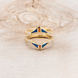 SOLITAIRE MOISSANITE ENGAGEMENT RING WITH ORANGE & BLUE OPAL INLAYS RING GUARD-16