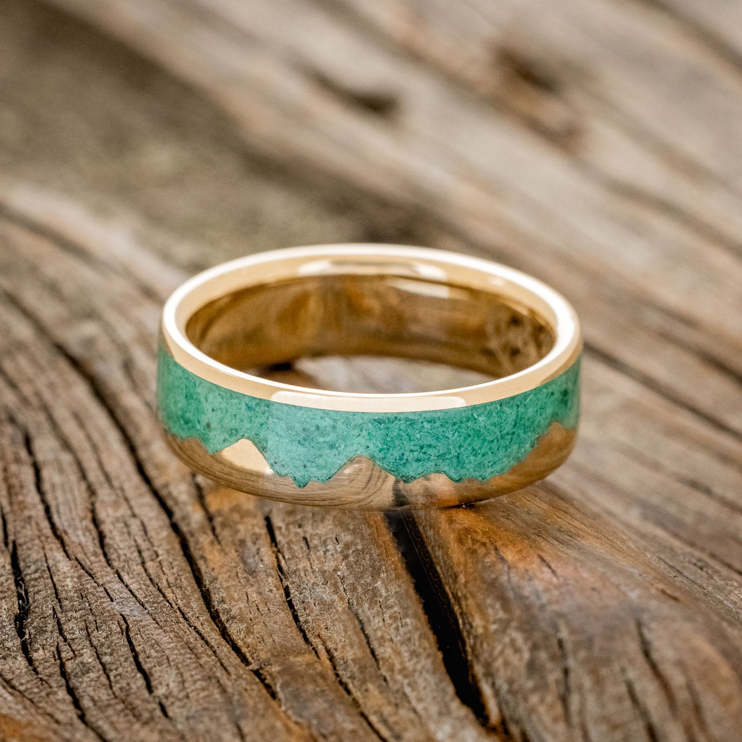 "HELIOS" - MALACHITE MOUNTAIN RANGE WEDDING BAND-3