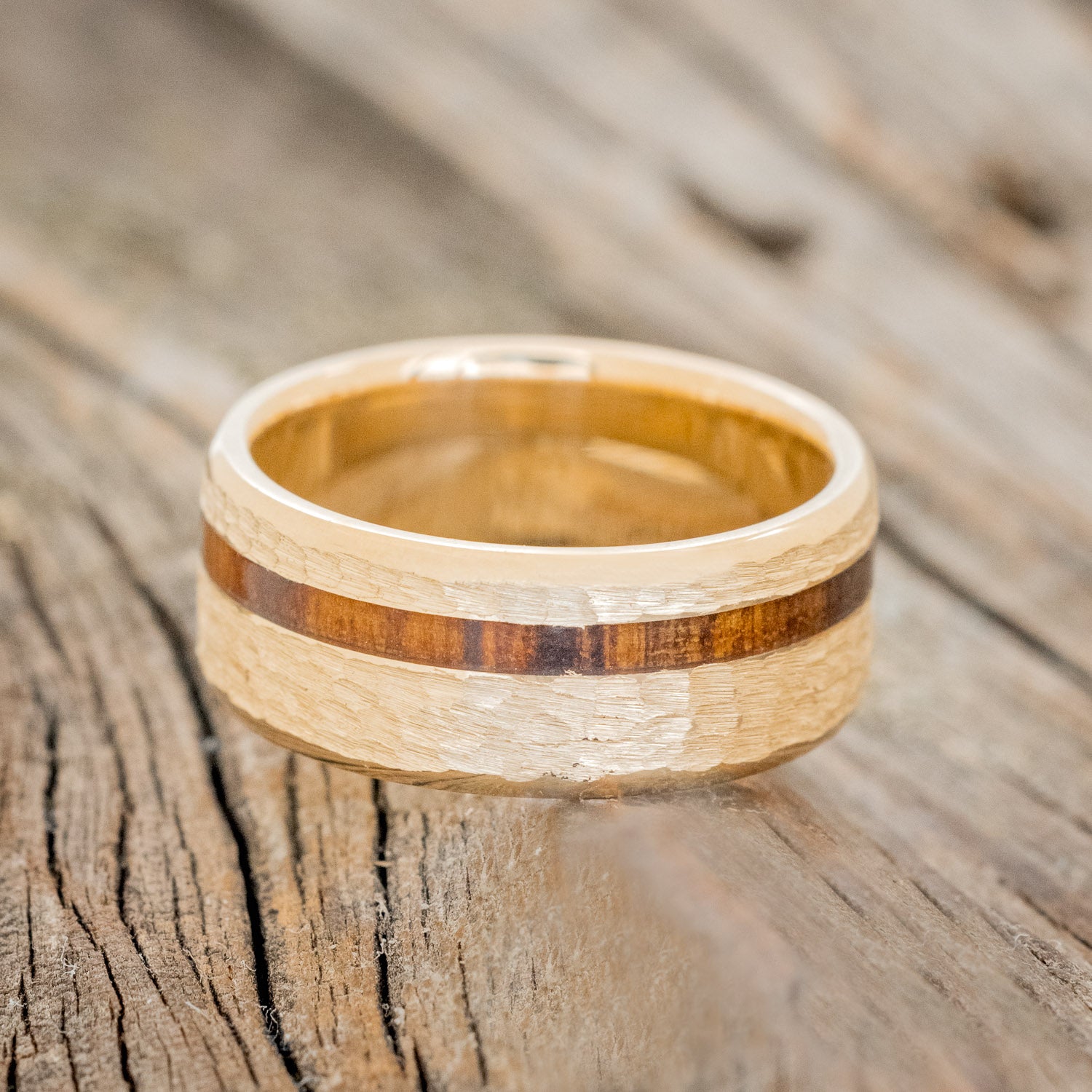"VERTIGO" - IRONWOOD WEDDING BAND WITH HAMMERED FINISH-12