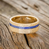 "VERTIGO" - HAMMERED LAPIS LAZULI WEDDING BAND-9