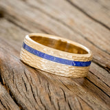 "VERTIGO" - HAMMERED LAPIS LAZULI WEDDING BAND-8