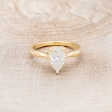 "HOPE" - PEAR-SHAPED MOISSANITE SOLITAIRE ENGAGEMENT RING WITH FEATHER ACCENTS-4