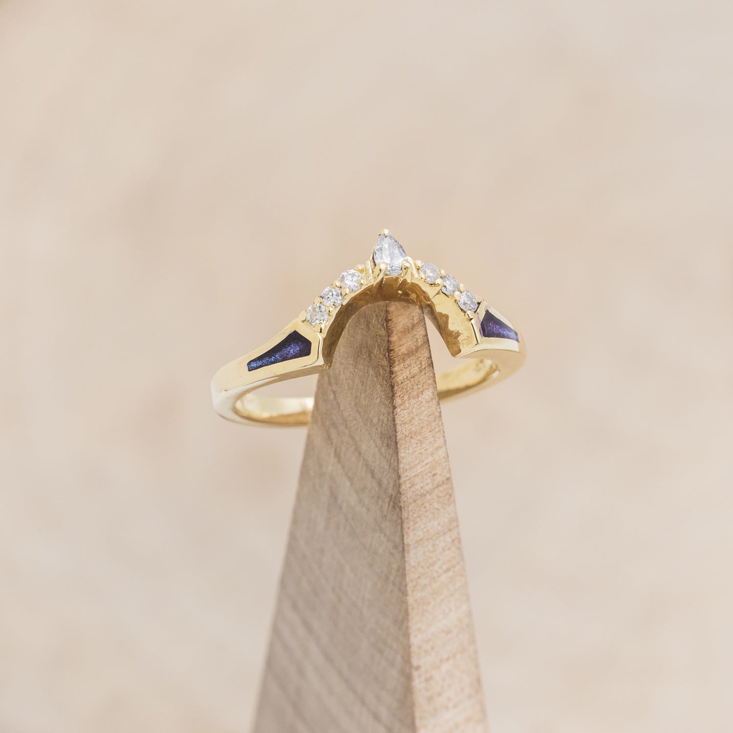 "KB" - BRIDAL SUITE - PEAR SHAPED LAB-GROWN ALEXANDRITE ENGAGEMENT RING WITH DIAMOND ACCENTS & TRACERS-42