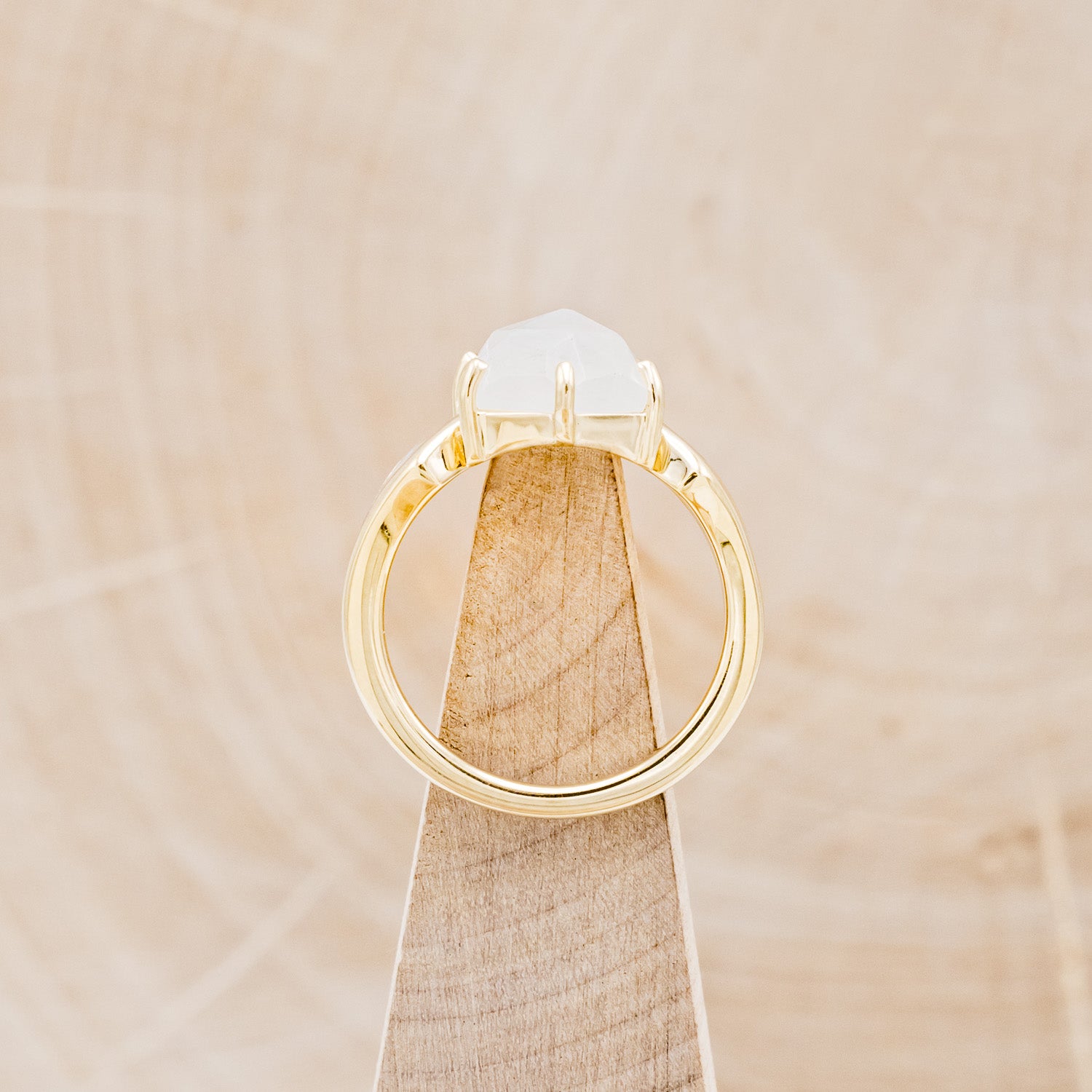 "LOVE STORY" - HEXAGON MOONSTONE ENGAGEMENT RING WITH DIAMOND DUST INLAYS-6