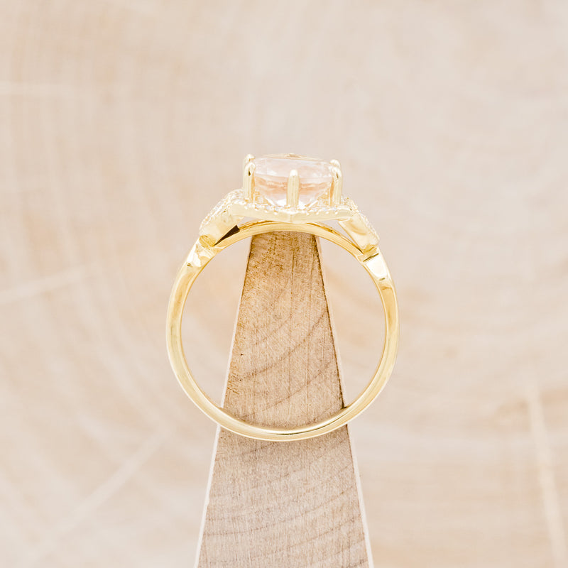 "LUCY IN THE SKY" - ROUND CUT OREGON SUNSTONE ENGAGEMENT RING WITH DIAMOND ACCENTS & FIRE AND ICE OPAL INLAYS-12