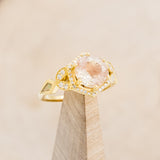 "LUCY IN THE SKY" - ROUND CUT OREGON SUNSTONE ENGAGEMENT RING WITH DIAMOND ACCENTS & FIRE AND ICE OPAL INLAYS-7