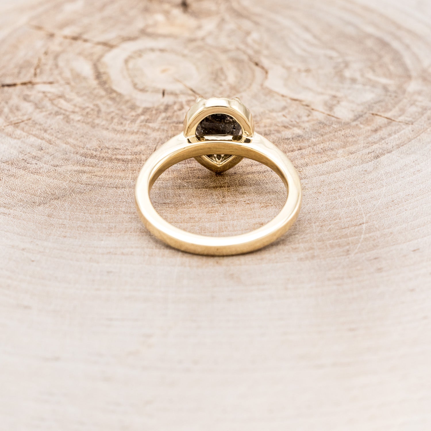 "LYDIA" - PEAR-SHAPED SALT & PEPPER DIAMOND ENGAGEMENT RING WITH DIAMOND HALO-11