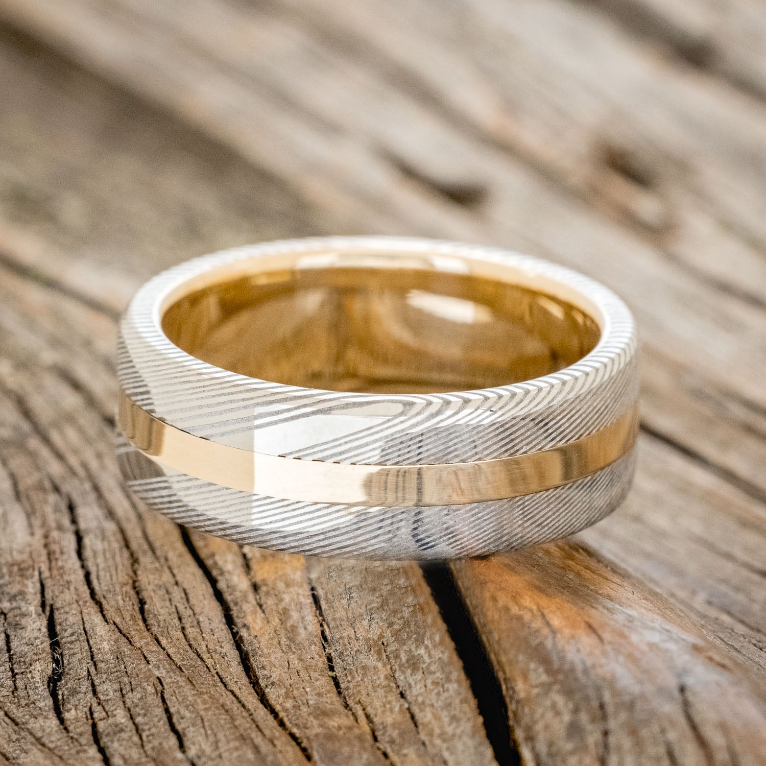 14k Gold Etched Gold Wedding Band NIRVANA