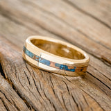 "NIRVANA" - CENTERED PATINA COPPER WEDDING RING FEATURING A 14K GOLD BAND