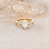 "PERSEPHONE" - BRIDAL SUITE - MARQUISE-CUT MOISSANITE ENGAGEMENT RING WITH DIAMOND ACCENTS & TWO DIAMOND TRACERS