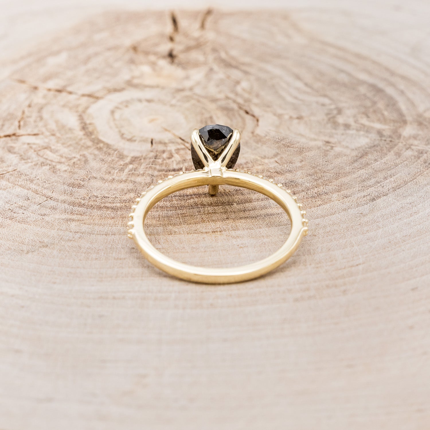 "RAMONA" - PEAR-SHAPED SALT & PEPPER DIAMOND ENGAGEMENT RING WITH DIAMOND ACCENTS-17