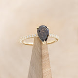 "RAMONA" - PEAR-SHAPED SALT & PEPPER DIAMOND ENGAGEMENT RING WITH DIAMOND ACCENTS
