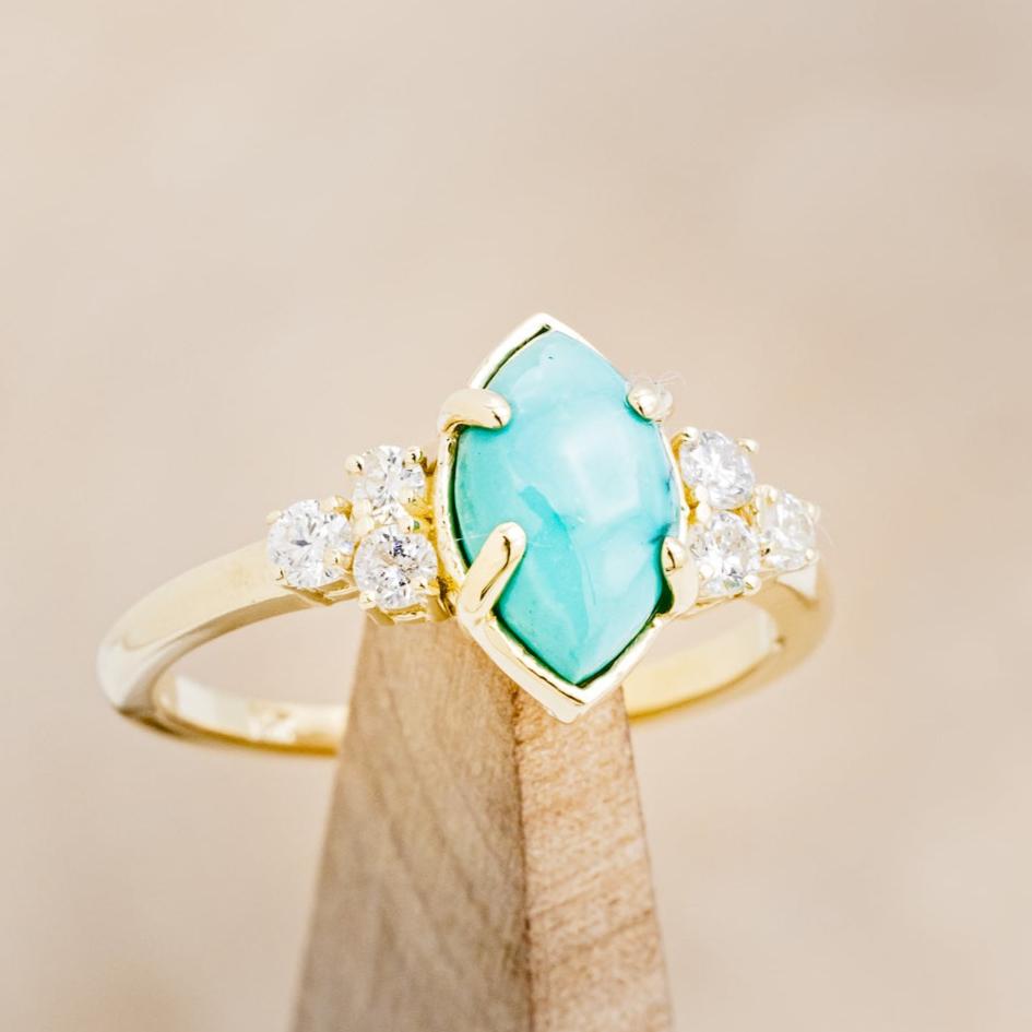 "RAYA" - MARQUISE TURQUOISE ENGAGEMENT RING WITH DIAMOND ACCENTS & CHRYSOCOLLA RING GUARD-7