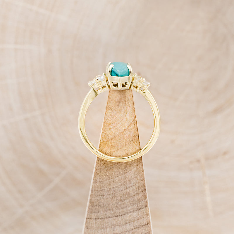 "RAYA" - MARQUISE TURQUOISE ENGAGEMENT RING WITH DIAMOND ACCENTS & CHRYSOCOLLA RING GUARD