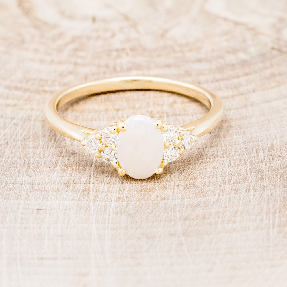 "RHEA" - OVAL WHITE OPAL ENGAGEMENT RING WITH DIAMOND ACCENTS-10