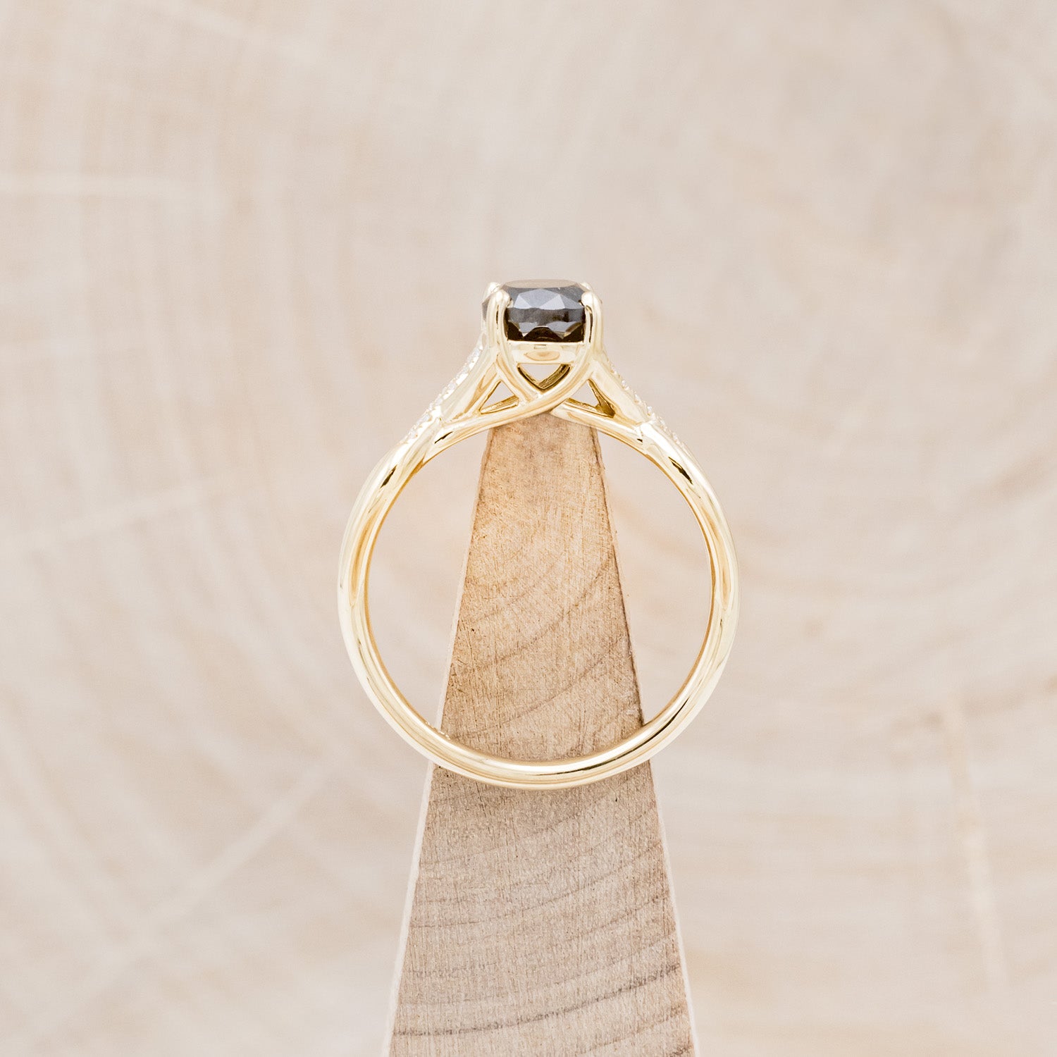 "ROSLYN" - BRIDAL SUITE - OVAL SALT & PEPPER DIAMOND ENGAGEMENT RING WITH DIAMOND ACCENTS & TRACERS-9