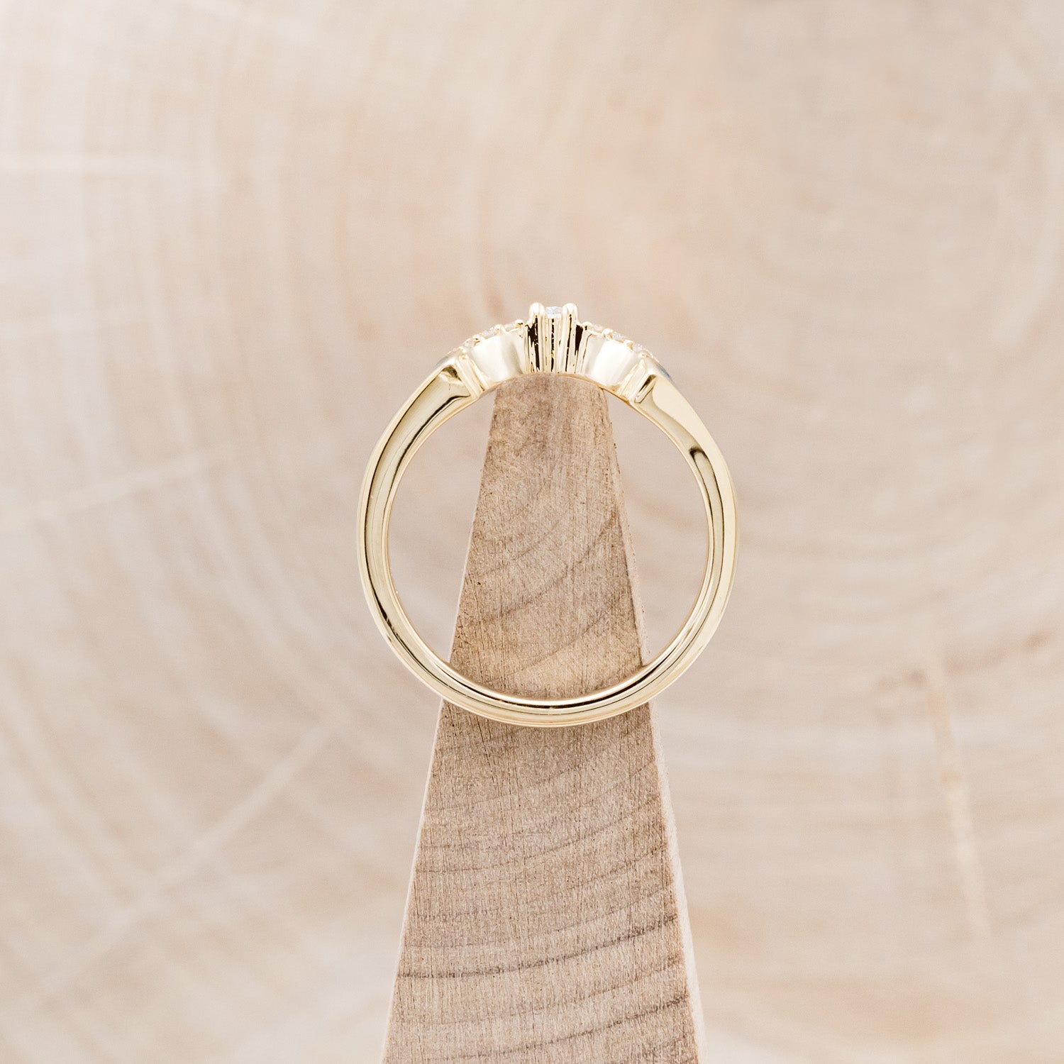 "SAMA" - TURQUOISE CONTOURED WEDDING BAND WITH DIAMOND ACCENTS-12