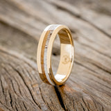 "TANNER" - WHISKEY BARREL OAK & ANTLER WEDDING RING-4