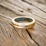 "VERTIGO" - GOLD NUGGETS INLAY WEDDING RING FEATURING A PATINA COPPER LINING-6