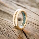 "VERTIGO" - GOLD NUGGETS INLAY WEDDING RING FEATURING A PATINA COPPER LINING-4