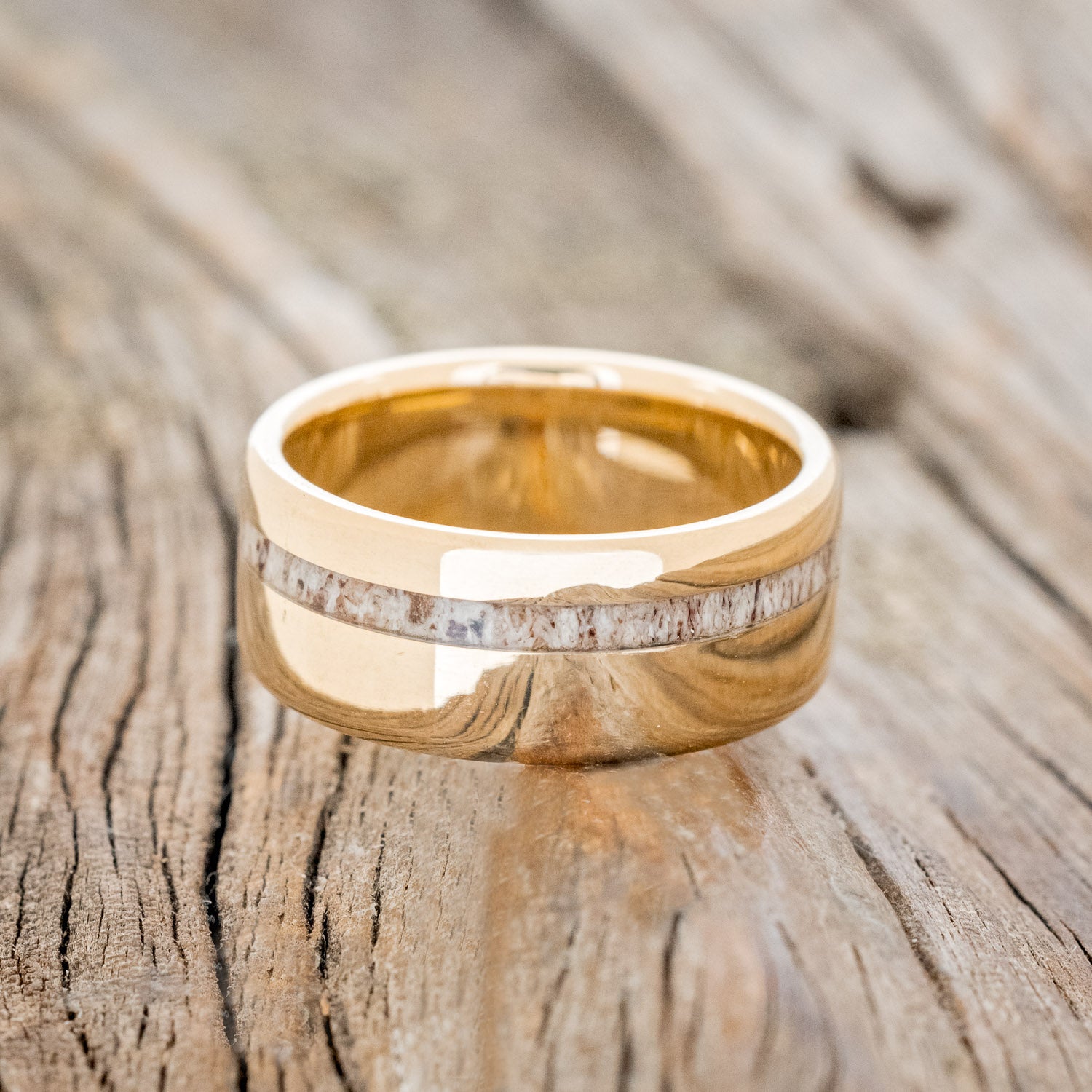 "VERTIGO" - OFFSET ELK ANTLER WEDDING RING-22