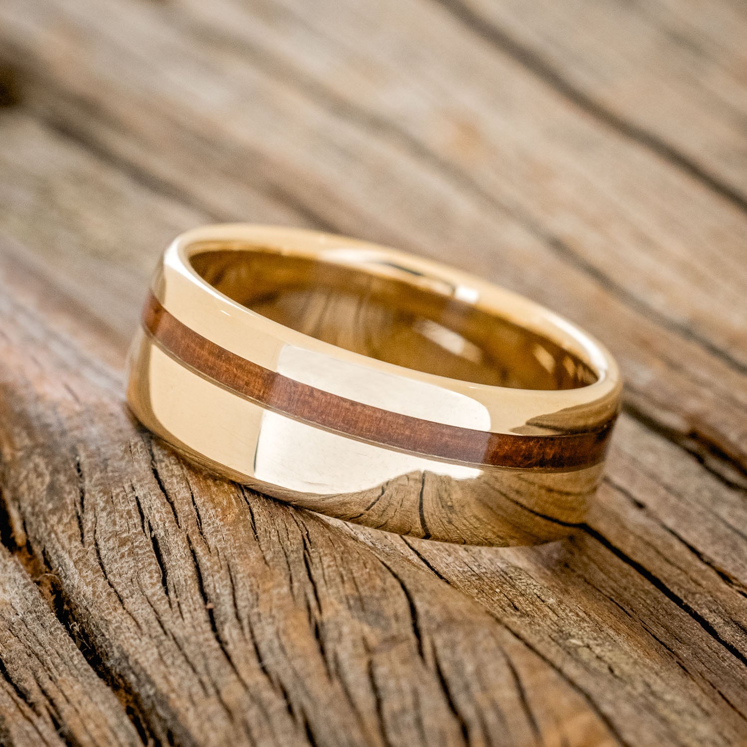 "VERTIGO" - OFFSET KOA WOOD WEDDING BAND-11