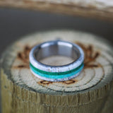 "CANYON" - MALACHITE, ANTLER & TURQUOISE WEDDING BAND - READY TO SHIP-5