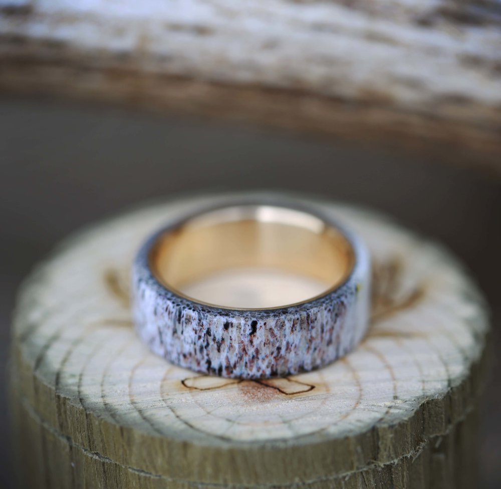 "HAVEN" - MATCHING SET OF ELK ANTLER WEDDING BANDS-9