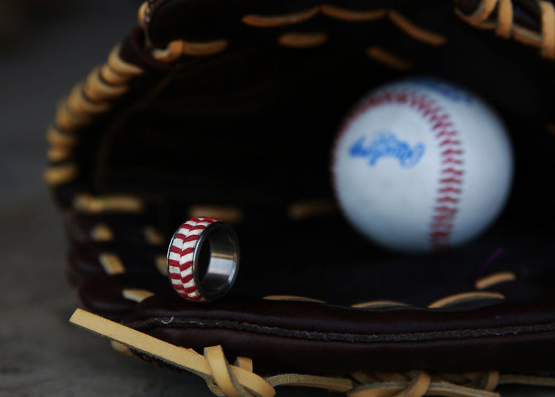 AUTHENTIC MAJOR LEAGUE BASEBALL WEDDING BAND (available in titanium, silver, black zirconium & 14K white, rose or yellow gold) - Staghead Designs - Antler Rings By Staghead Designs