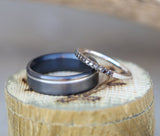 1/5ctw BLACK DIAMOND & 14K GOLD STACKING WEDDING BAND (available in 14K white gold) - Staghead Designs - Antler Rings By Staghead Designs
